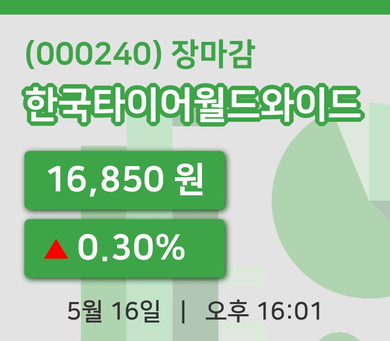 마감증시보고한국타이어월드와이드 16일 16,850원 장 마쳐그래프종합정리