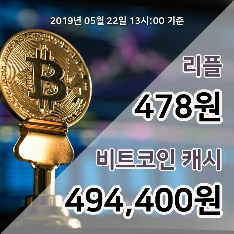 [코인원 시황] 리플, 22일 14시 현재 491원에 거래