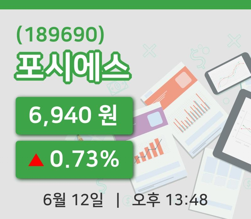 [포시에스주가] 12일 13시 48분 현재 6,940원