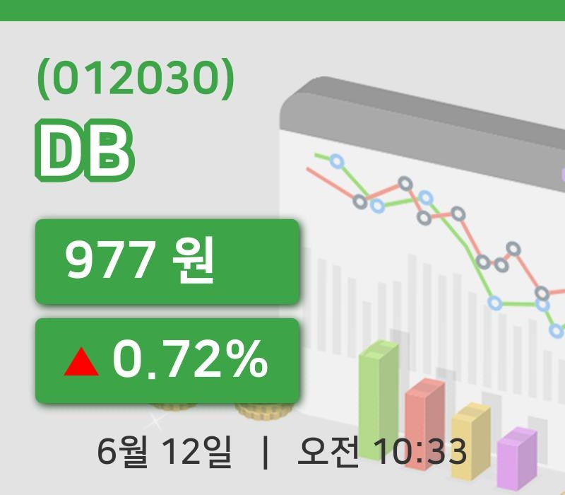 [DB주가] 10시 33분 현재 977원