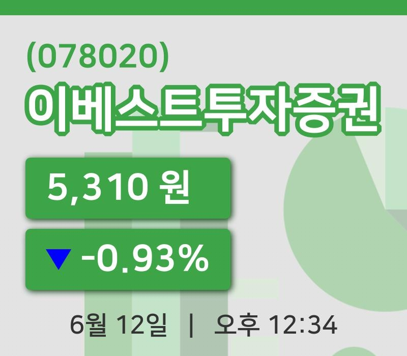 [이베스트투자증권주가] 12일 이시각 현재  5,310원