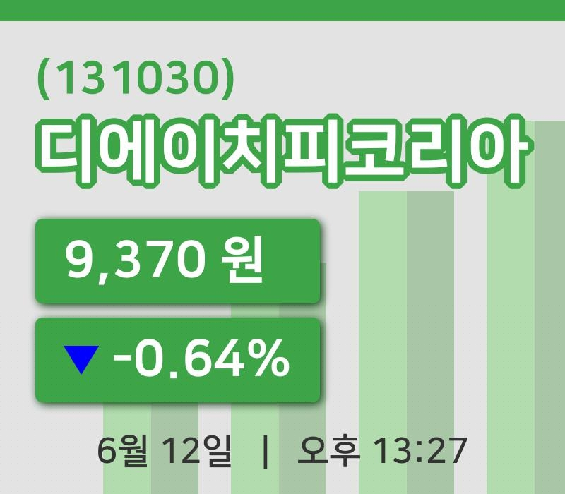 [디에이치피코리아주가] 12일 이시각 현재  9,370원