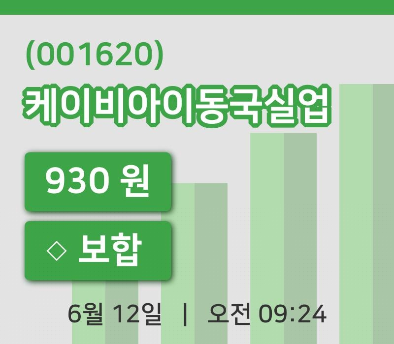[케이비아이동국실업주가] 9시 24분 현재 930원