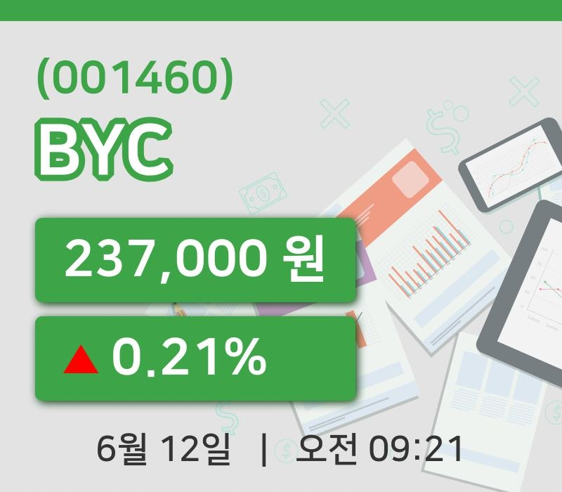 [BYC주가] 12일 9시 21분 현재 237,000원