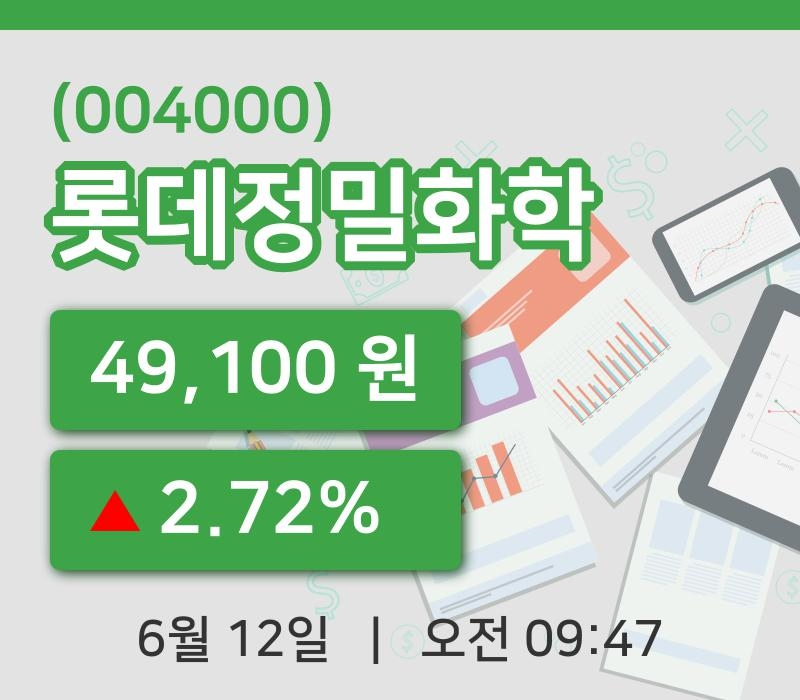 [롯데정밀화학주가] 9시 47분 현재 49,100원