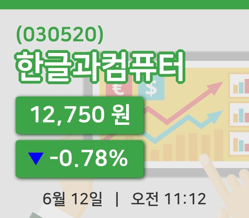 [한글과컴퓨터주가] 12일 이시각 현재  12,750원