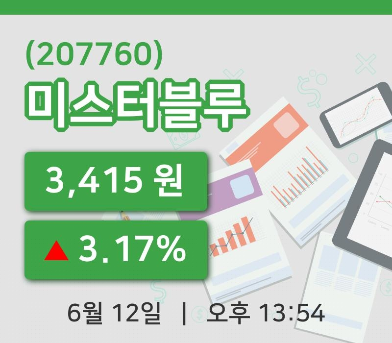 [미스터블루주가] 13시 54분 현재 3,415원