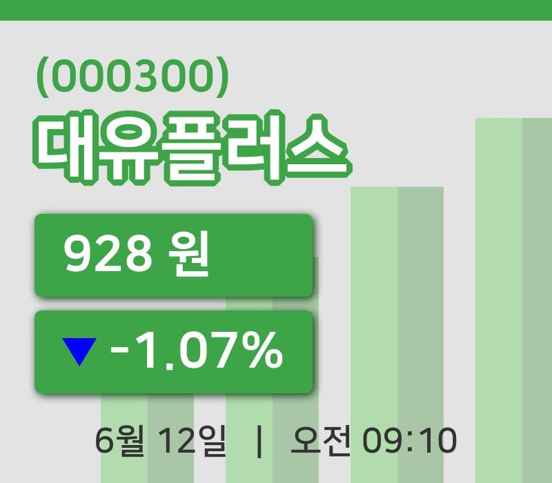 [대유플러스주가] 12일 이시각 현재  928원