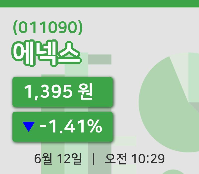 [에넥스주가] 12일 이시각 현재  1,395원