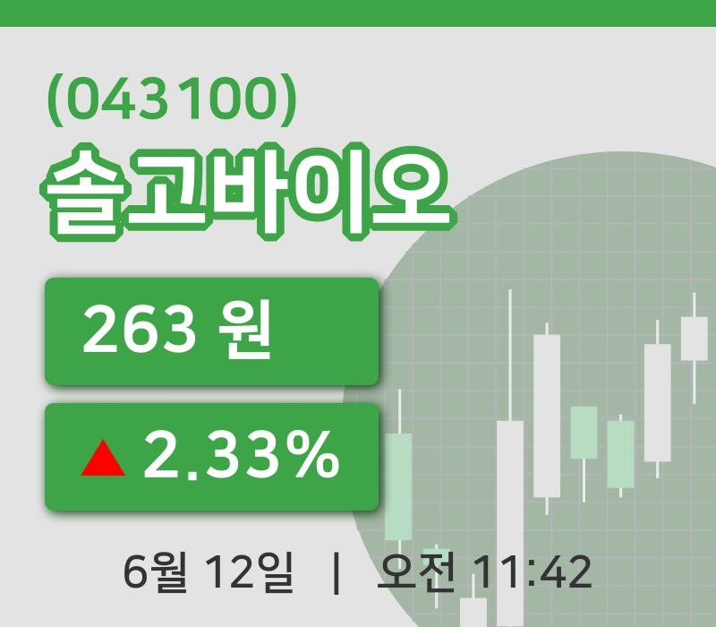 [솔고바이오주가] 11시 42분 현재 263원