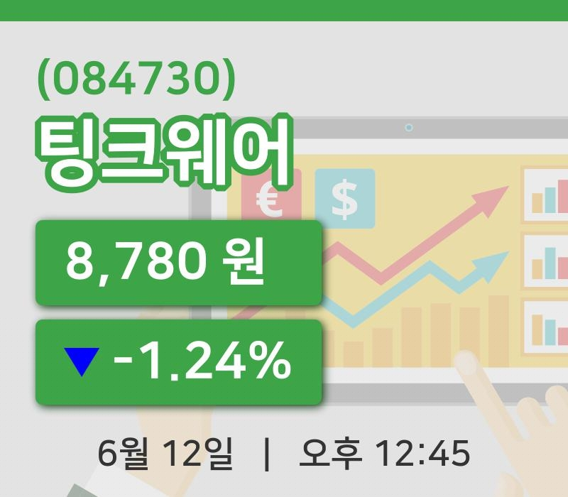 [팅크웨어주가] 12일 이시각 현재  8,780원
