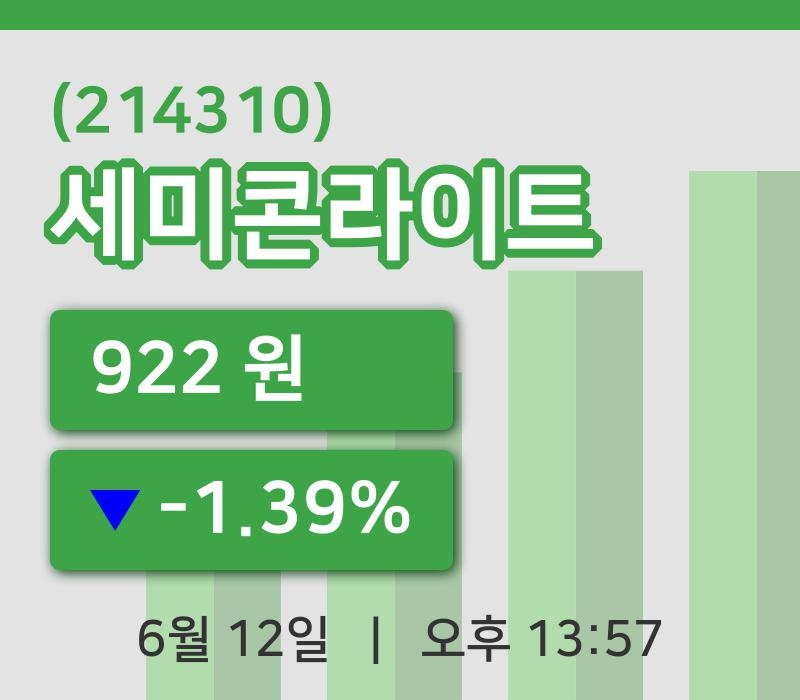 [세미콘라이트주가] 13시 57분 현재 922원
