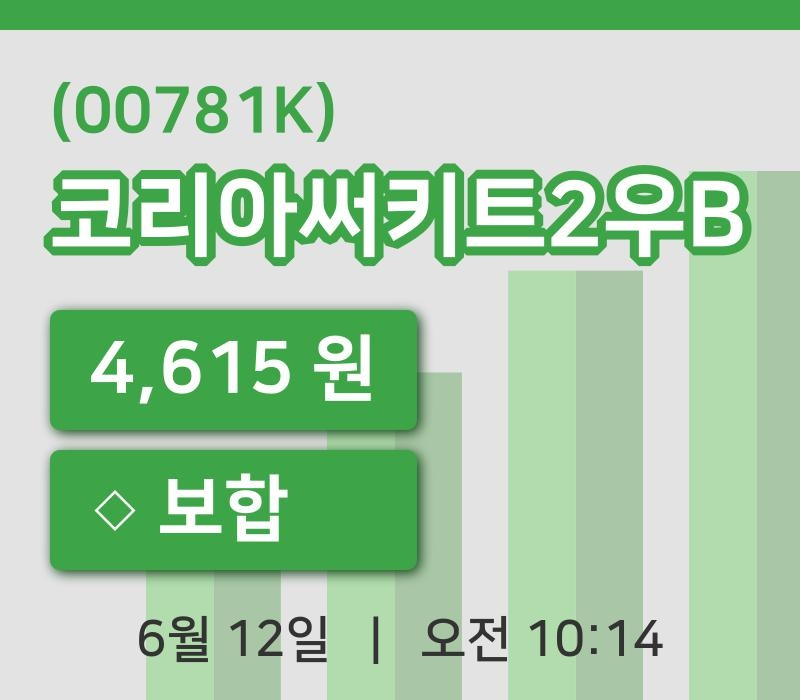 [코리아써키트2우B주가] 12일 이시각 현재  4,615원