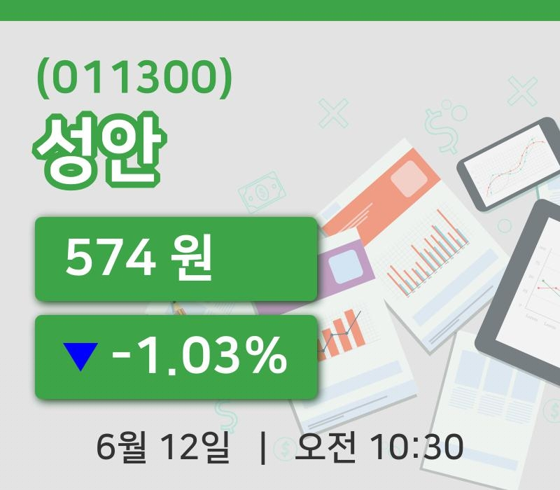 [성안주가] 12일 10시 30분 현재 574원