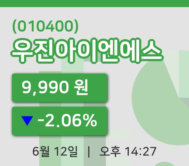 [우진아이엔에스주가] 12일 이시각 현재  9,990원