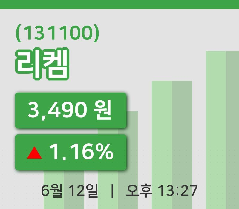 [리켐주가] 12일 이시각 현재  3,490원