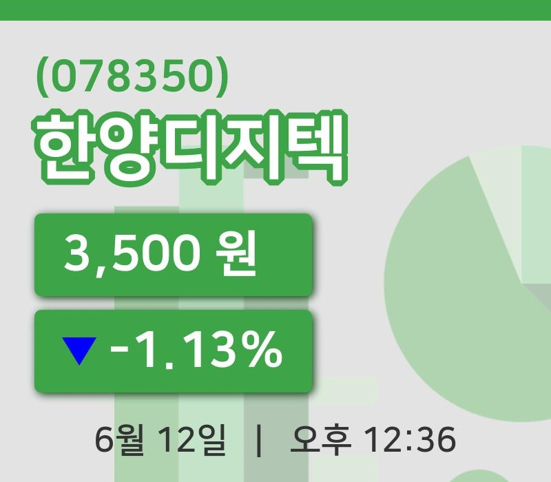 [한양디지텍주가] 12시 36분 현재 3,500원