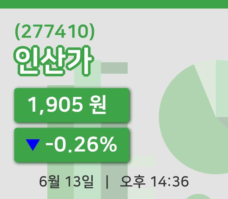 [인산가주가] 13일 이시각 현재  1,905원