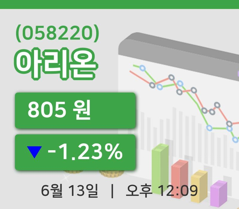 [아리온주가] 12시 09분 현재 805원
