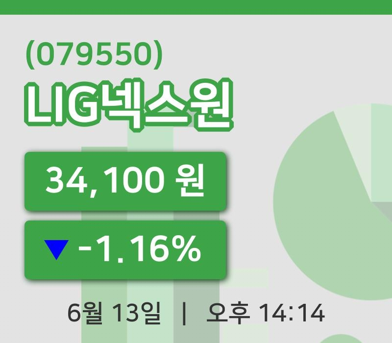 [LIG넥스원주가] 13일 14시 14분 현재 34,100원