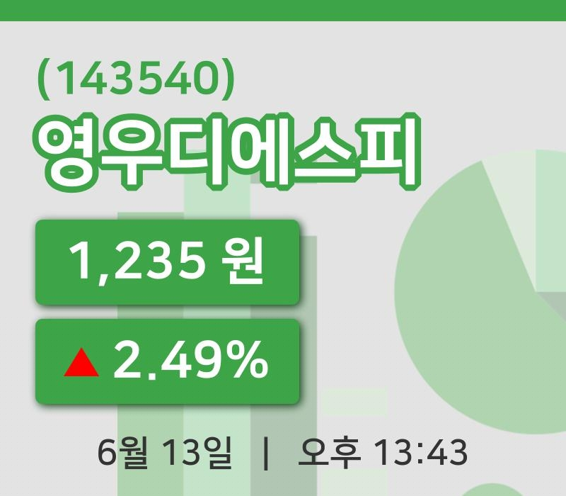 [영우디에스피주가] 13일 이시각 현재  1,235원
