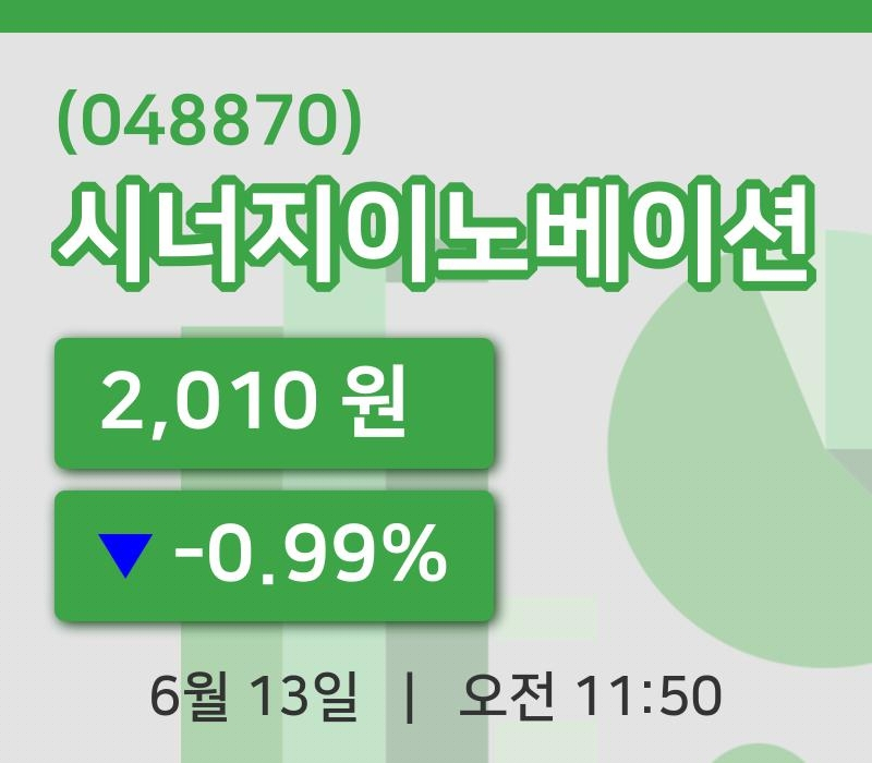 [시너지이노베이션주가] 11시 50분 현재 2,010원
