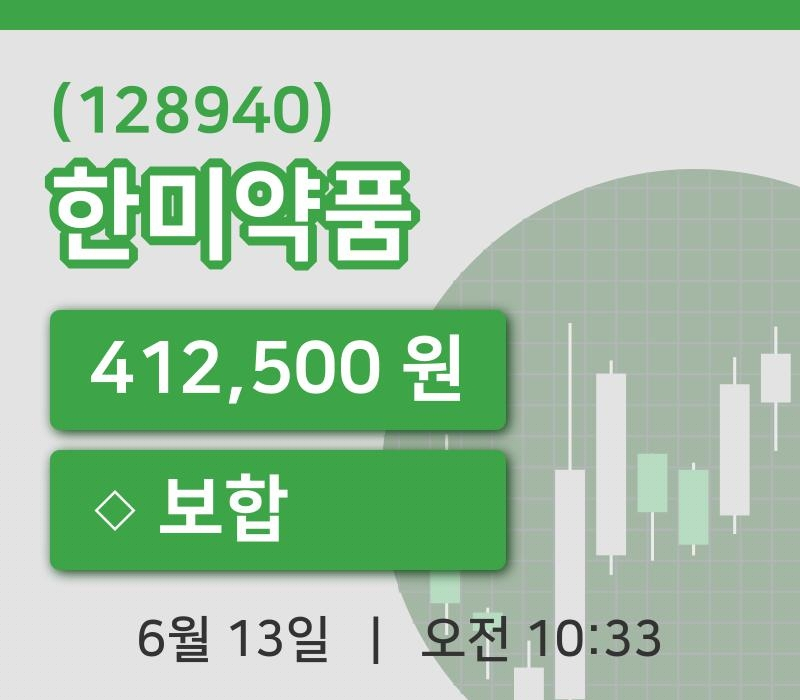[한미약품주가] 10시 33분 현재 412,500원