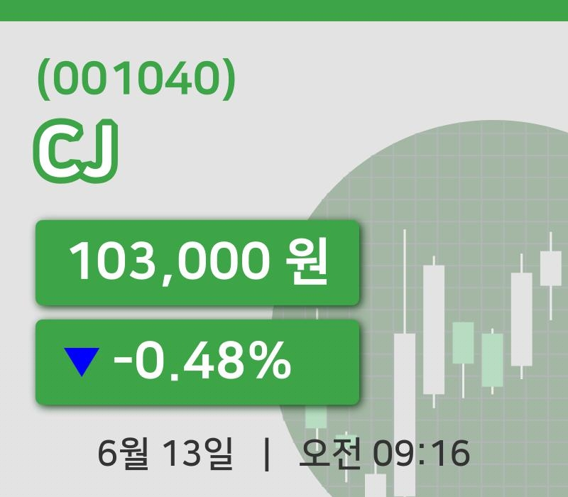 [CJ주가] 13일 9시 16분 현재 103,000원