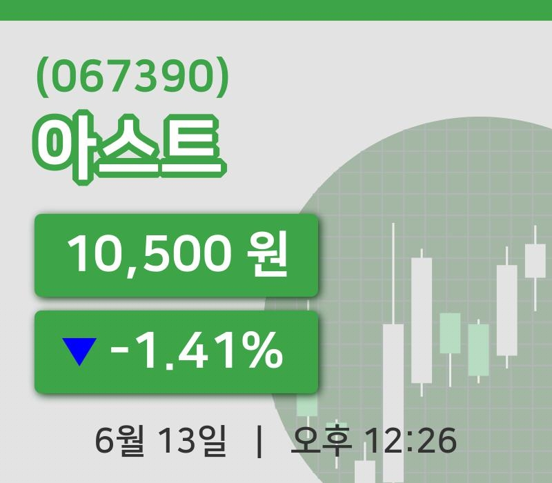 [아스트주가] 13일 이시각 현재  10,500원