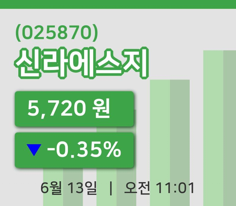[신라에스지주가] 13일 이시각 현재  5,720원
