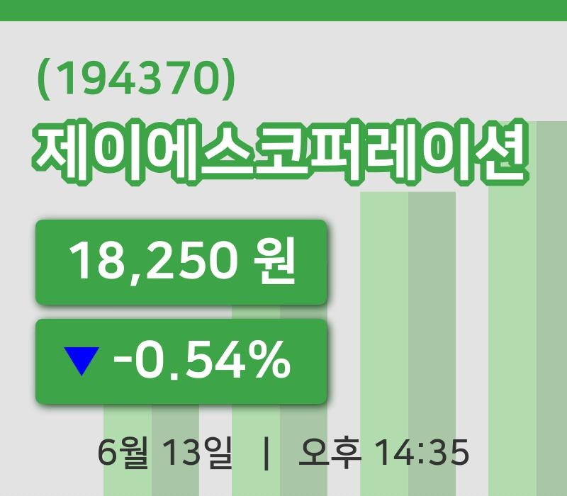 [제이에스코퍼레이션주가] 13일 이시각 현재  18,250원