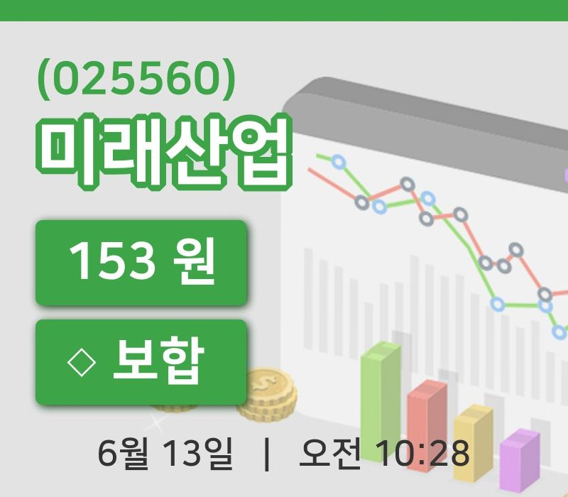 [미래산업주가] 13일 이시각 현재  153원