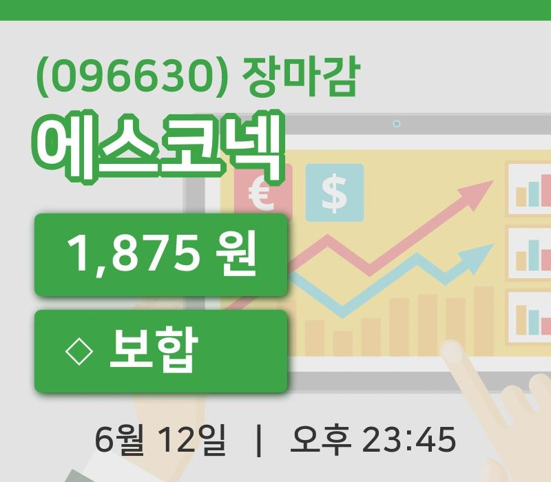 주식마감에스코넥 12일 1,875원 장종료...
