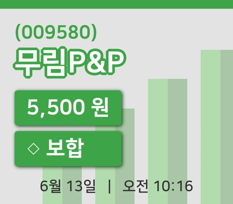 [무림P&P주가] 13일 이시각 현재  5,500원