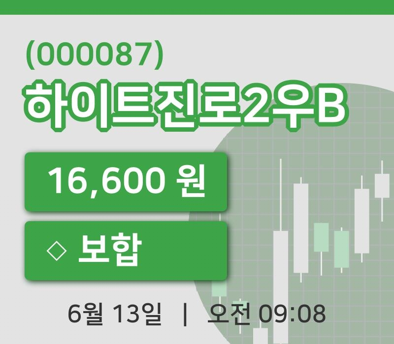 [하이트진로2우B주가] 13일 이시각 현재  16,600원