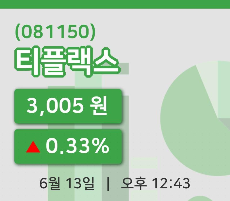 [티플랙스주가] 12시 43분 현재 3,005원