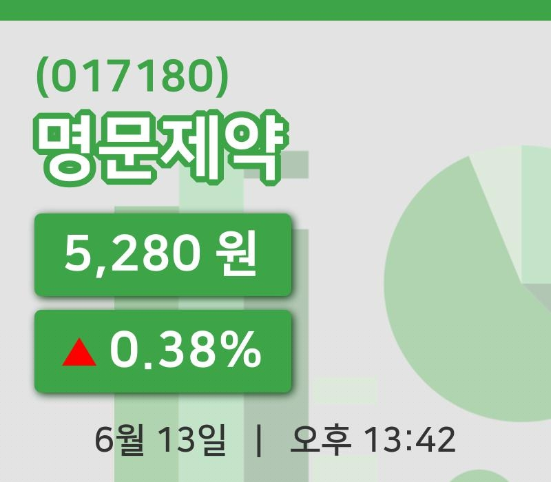 [명문제약주가] 13일 13시 42분 현재 5,280원