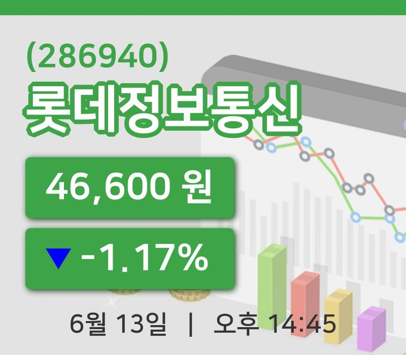 [롯데정보통신주가] 13일 이시각 현재  46,600원