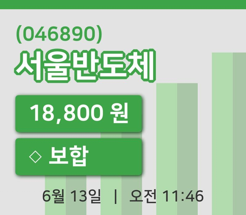 [서울반도체주가] 13일 11시 46분 현재 18,800원