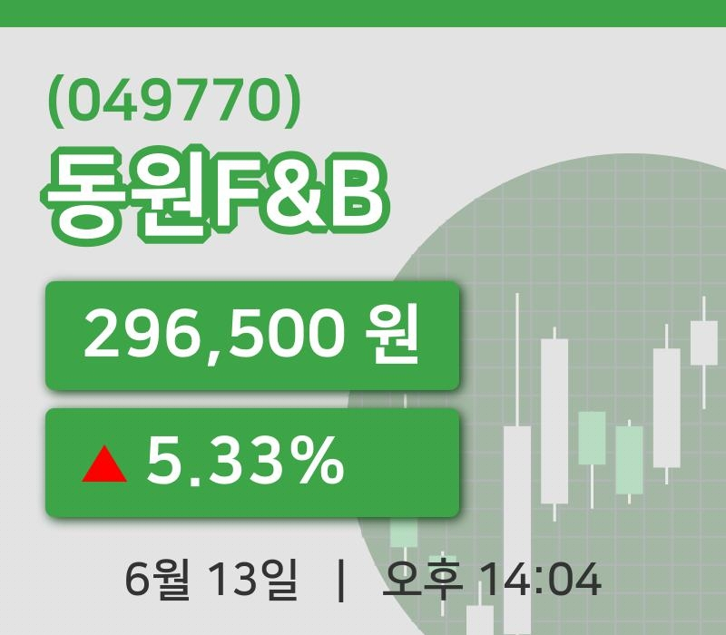 [동원F&B주가] 13일 14시 04분 현재 296,500원