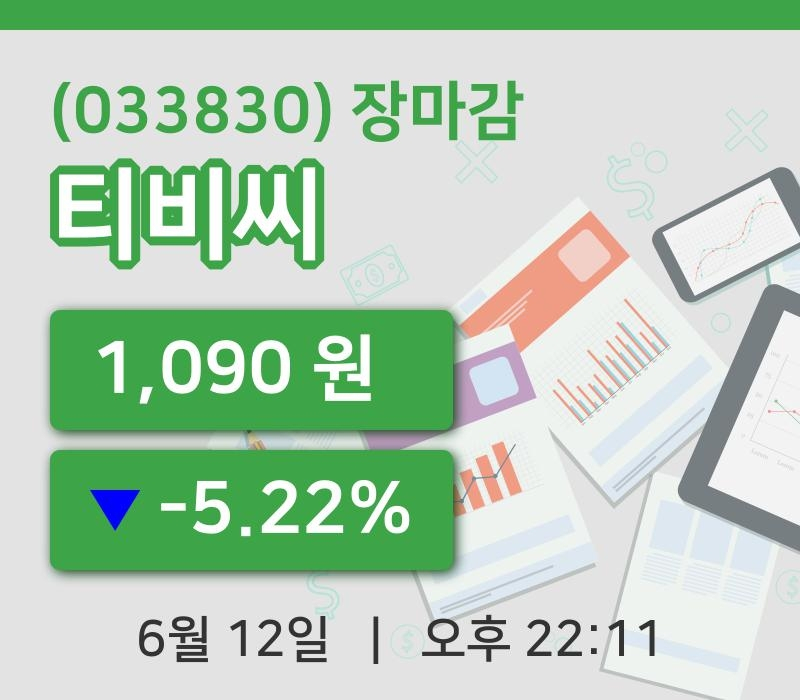 주식마감티비씨 12일 1,090원 장종료주식차트복습 및 분석