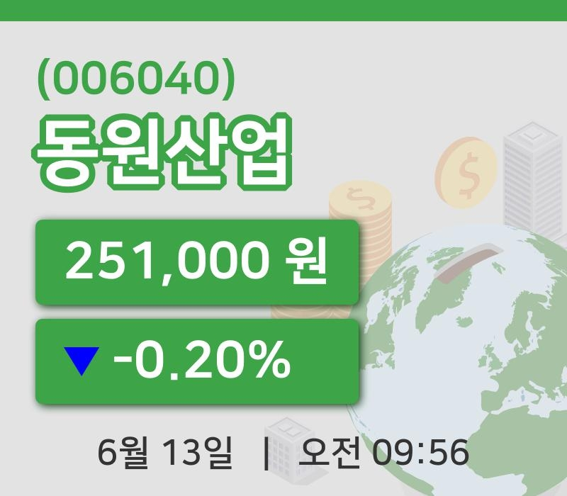 [동원산업주가] 13일 이시각 현재  251,000원