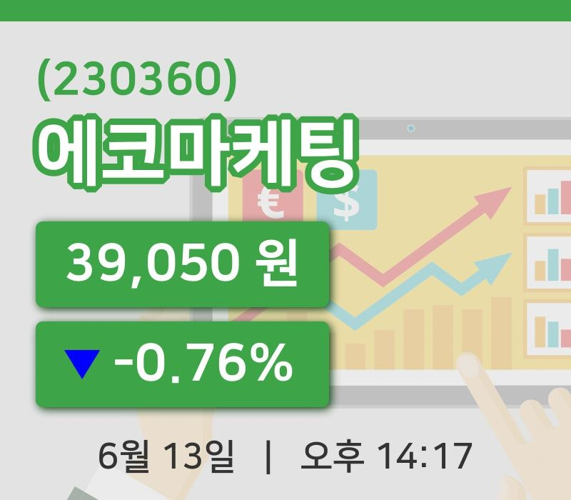 [에코마케팅주가] 13일 14시 17분 현재 39,050원