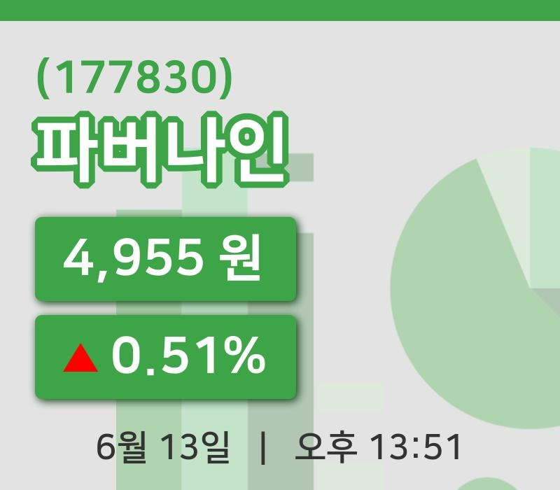 [파버나인주가] 13시 51분 현재 4,955원