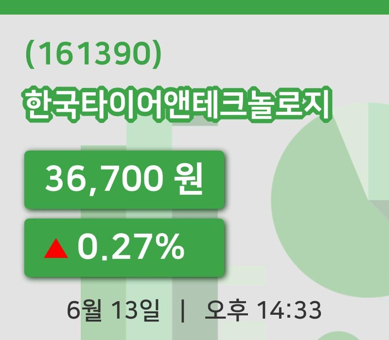 [한국타이어앤테크놀로지주가] 13일 14시 33분 현재 36,700원