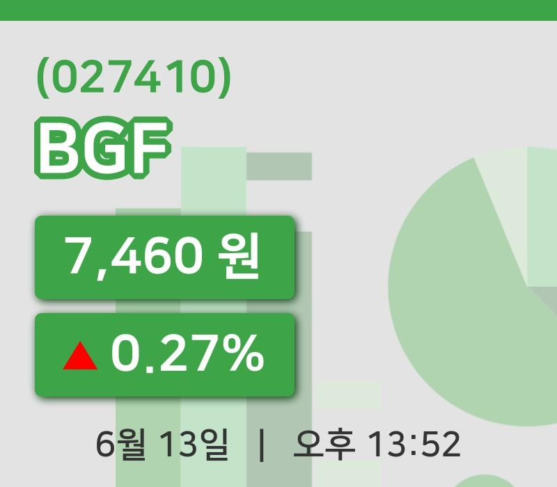 [BGF주가] 13시 52분 현재 7,460원