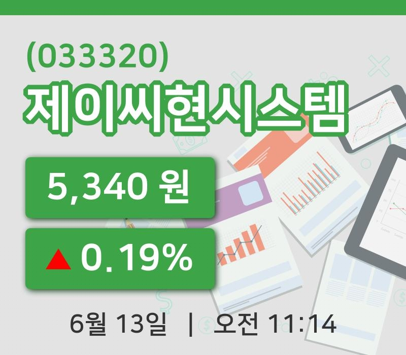 [제이씨현시스템주가] 11시 14분 현재 5,340원