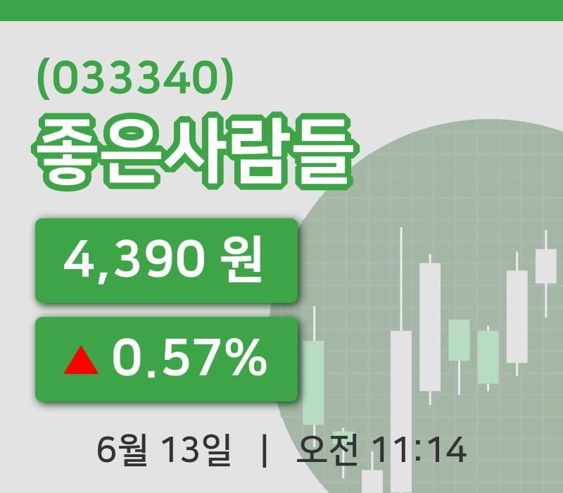 [좋은사람들주가] 11시 14분 현재 4,390원