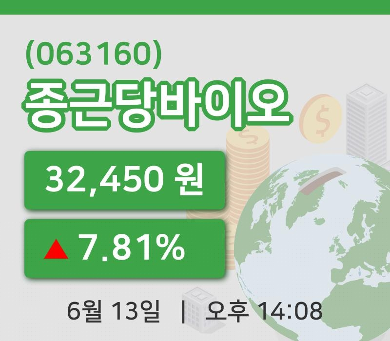 [종근당바이오주가] 13일 이시각 현재  32,450원