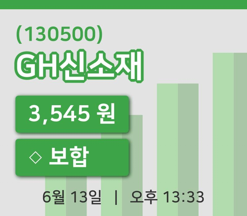 [GH신소재주가] 13시 33분 현재 3,545원